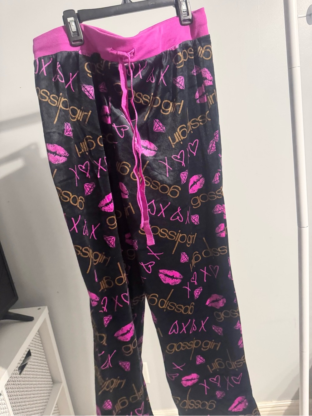 Gossip Girl Black Lounge Pants with Hot Pink Accents